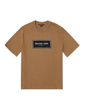 Michael Kors Logo-Print Cotton T-Shirt - Brown