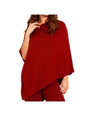 French Kyss Solid Asymmetrical Poncho - Red