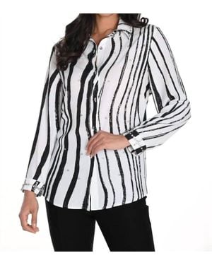 FRANK LYMAN Bardot Rhinestone Long Sleeve Blouse - Black