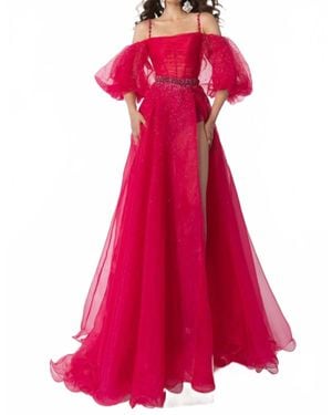Ava Presley Off-The-Shoulder Gown - Red
