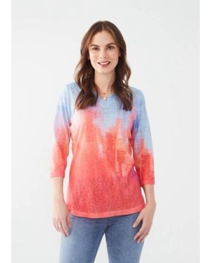 Fdj Nisa Three Quarter Sleeve Jersey Top - Red