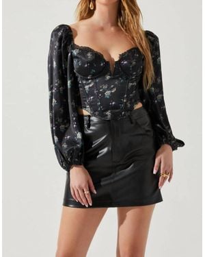 Astr Josephine Puff Sleeve Top - Black
