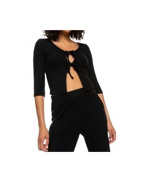 Roxy Looking Good Tie Front Cardigan - Black