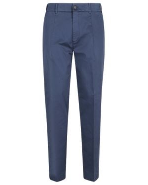 Eleventy Chino Front-Pences Cotton Chino Pants - Blue