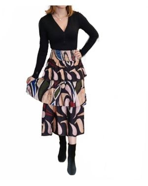 Aylaya Artistic Oil Paint Skirt - Black