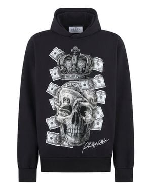 Philipp Plein Hoodie Dollar Skull Stones - Black