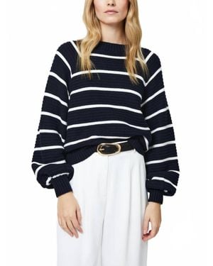 French Connection Lily Mozart Striped Crew Neck Sweater - Blue