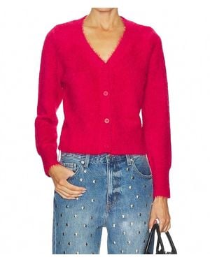 Bobi Slim Cardigan Sweater Top - Red