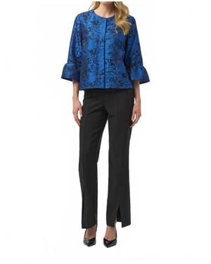 Joseph Ribkoff Floral Blazer With Flare Sleeves - Blue