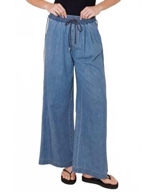Jodifil Pull On Side Stripe Denim Pants - Blue
