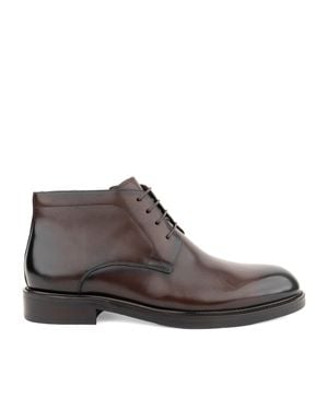 Alberto Gozzi Polished Leather Side Zipper Boots - Brown