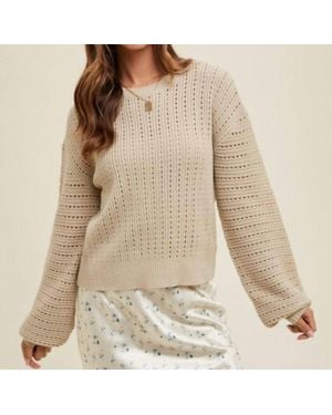 Wishlist Open-Knit Balloon Sleeve Sweater - Natural