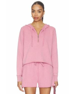 Bobi Half Zip Cropped Hoodie - Pink