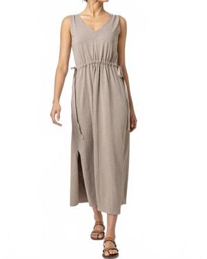 Lilla P Drawcord Waist Maxi Dress - Brown