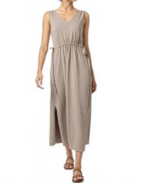 Lilla P Drawcord Waist Maxi Dress - Brown