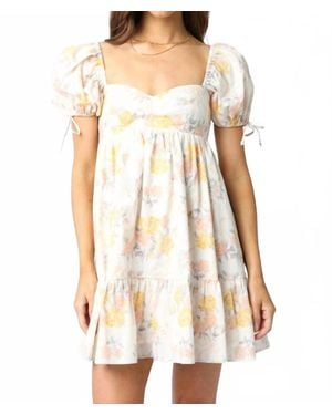 Olivaceous Peyton Baby Doll Dress - White