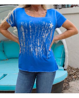 Look Mode Usa Waterfall And Star T-Shirt - Blue