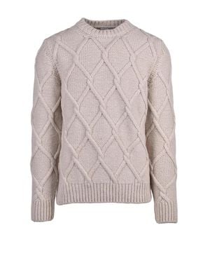 Eleventy Textured Wool Crewneck Sweater With Versatile Appeal - Gray