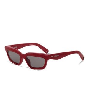 Jacquemus Sunglasses Rectangle Full Rim, Shiny Frame And Lens Jac/62C1 - Red