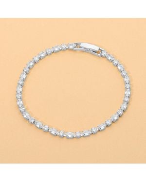 Fashnzfab Dipped Marquise Round Crystal Tennis Bracelet - Natural