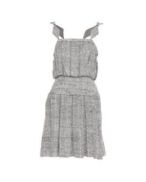 Rodarte Trompe Loeil Herringbone Silk Mini Dress - Gray