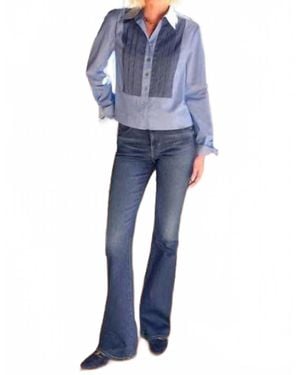 Finley Crop Tux Combo Shirt - Blue