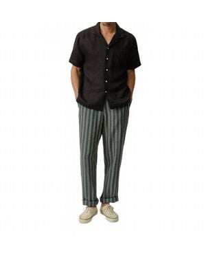 Alex Crane Bo Stripe Straight Pants - Black