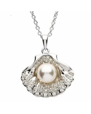 ShanOre Shell Necklace With Pearl & Swarovski Crystals - Metallic