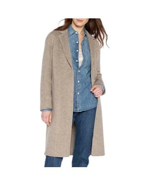 Kinross Cashmere Brushed Herringbone Notch Collar Coat - Blue