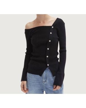 Crescent Monica One Shoulder Top - Black