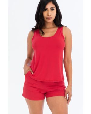 TRUEDAMES Fashnzfab Comfy Tank Top & Shorts Set - Red