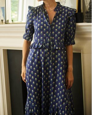 Ophelia and Indigo Floral Mini Dress - Blue