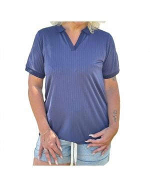 Southern Grace Jennifer Collared Top - Blue