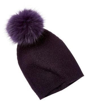 Sofiacashmere Lurex Rib Cashmere Hat - Blue