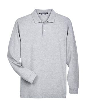 Devon & Jones Pima Piqu Long Sleeve Polo - Gray