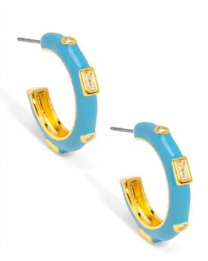 Zenzii Small Enamel Crystal Earrings - Blue