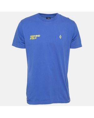 Marcelo Burlon Cotton Printed Crew Neck T-Shirt - Blue