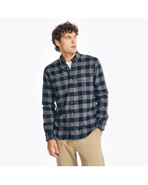 Nautica Sustainably Crafted Plaid Flannel Shirt - Blue