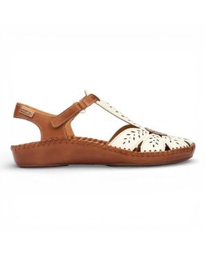 Pikolinos Tan Leather Cushioned Wedge Sandal Shoes - Brown