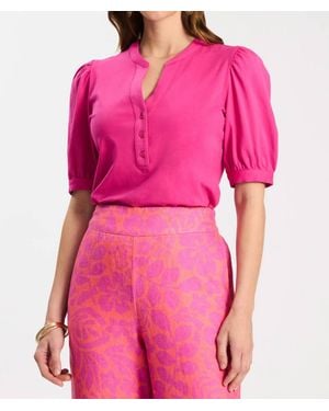 tyler boe Paulina Quarter Placket Tee - Pink