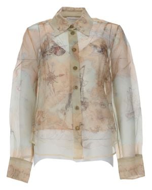Zimmermann Sheer Lightweight Silk Shirt With Vintage-Inspired Print - Multicolor