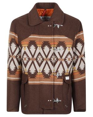 Fay 4 Ganci Jacquard Desertcode Archive Toggle Wool Jacket - Brown