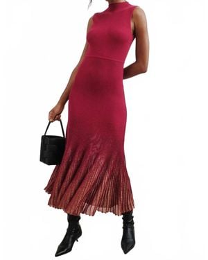 Moon River Shimmer Hem Sweater Dress - Red