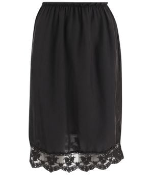 THE GARMENT Silk Skirt With Lace Hem Detail And Elastic Waistband - Black