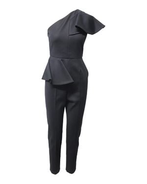 MSGM One-Shoulder Flounce Polyamide Jumpsuit - Blue