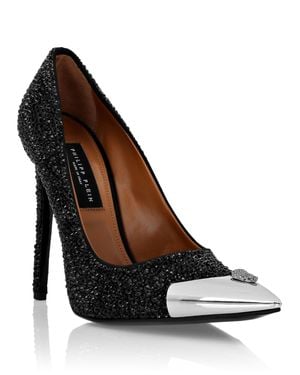 Philipp Plein Satin Hi-Heels Mix Strass - Black