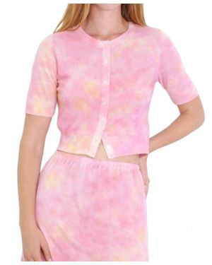 Love Tanjane City Crew Short Sleeve Cardigan - Pink