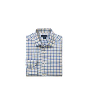Scott Barber Coastal Linen Plaid Shirt - Blue