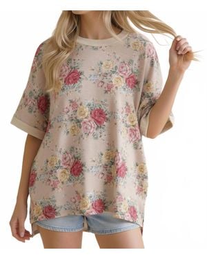 Haptics Vintage Floral Oversized Loose Fit Top - Brown