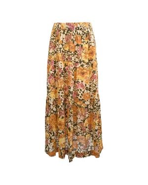 Ba&sh Diary Floral-Print Midi Skirt - Metallic